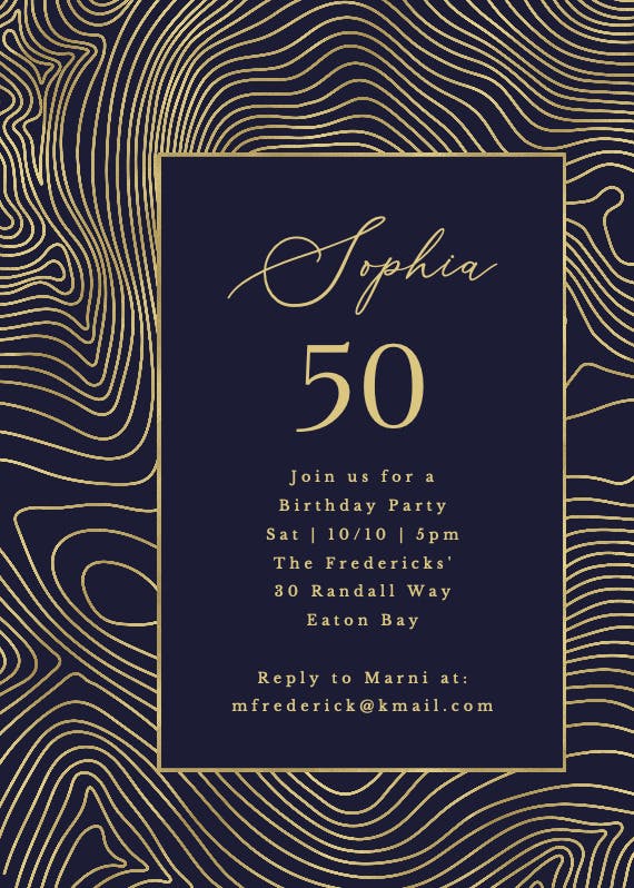 Topographic motif - invitación de cumpleaños