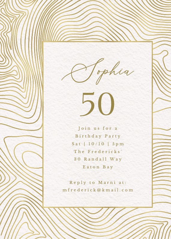 Topographic motif - birthday invitation