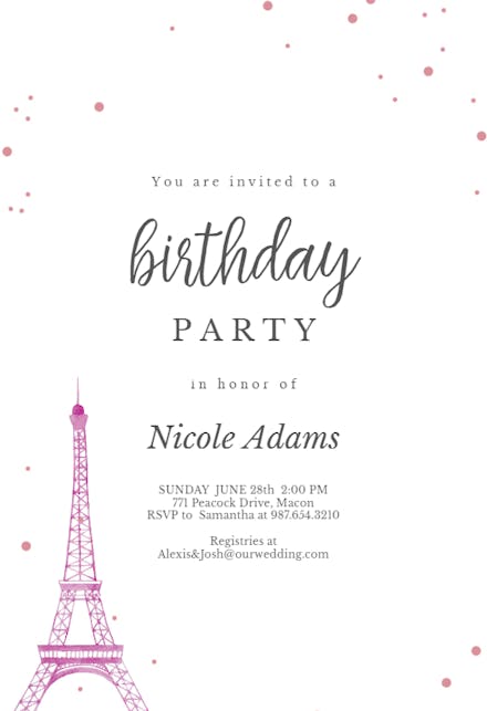 Touch Of Paris Birthday Invitation Template Free Greetings Island