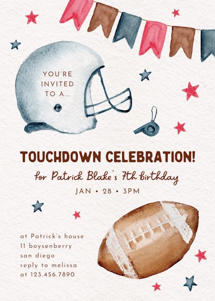 Touchdown celebration - sports & games invitation