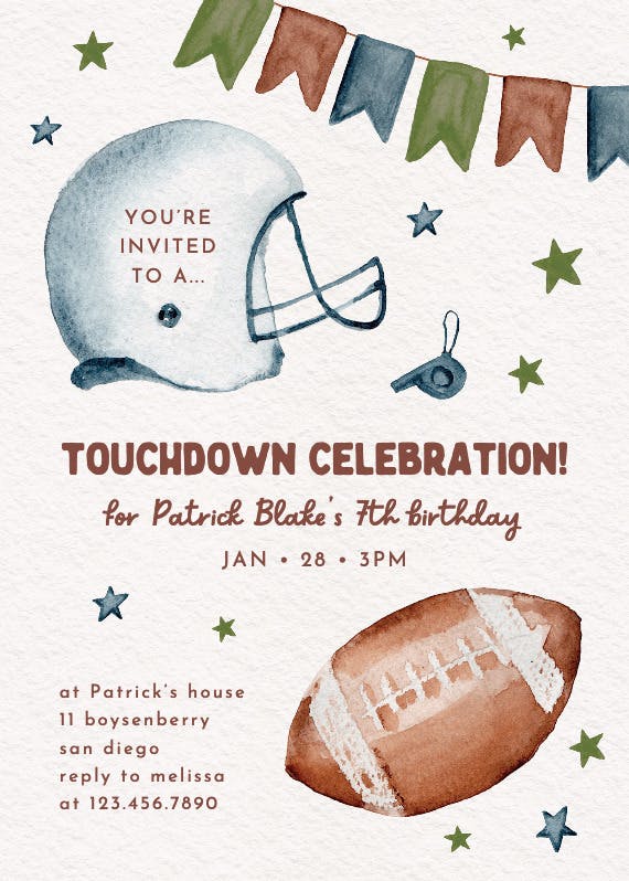 Touchdown celebration - sports & games invitation