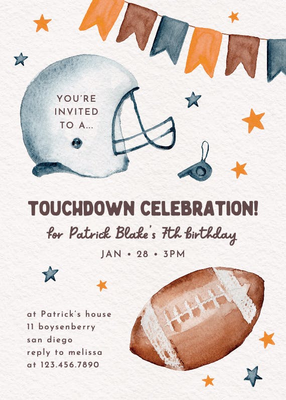 Touchdown celebration - party invitation