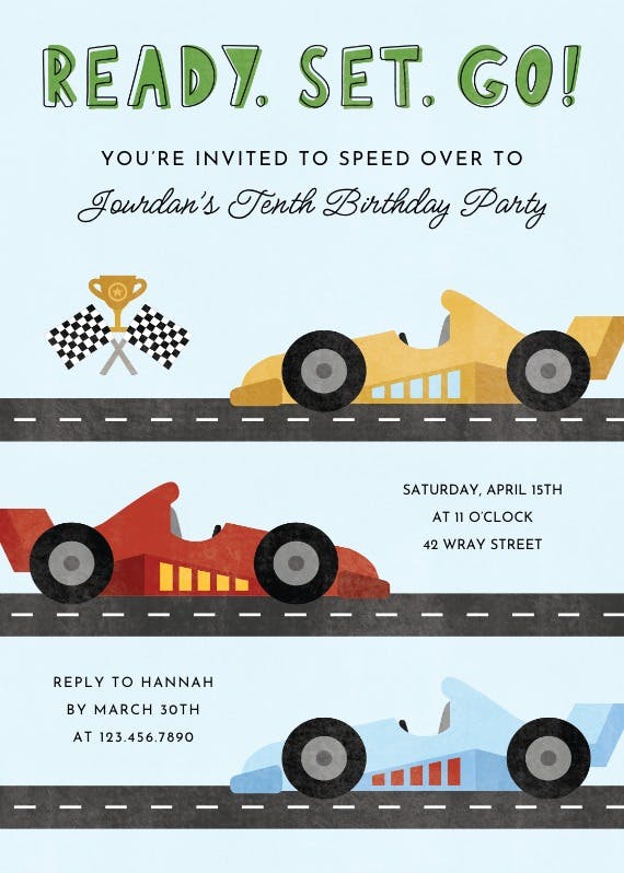Track pack - printable party invitation