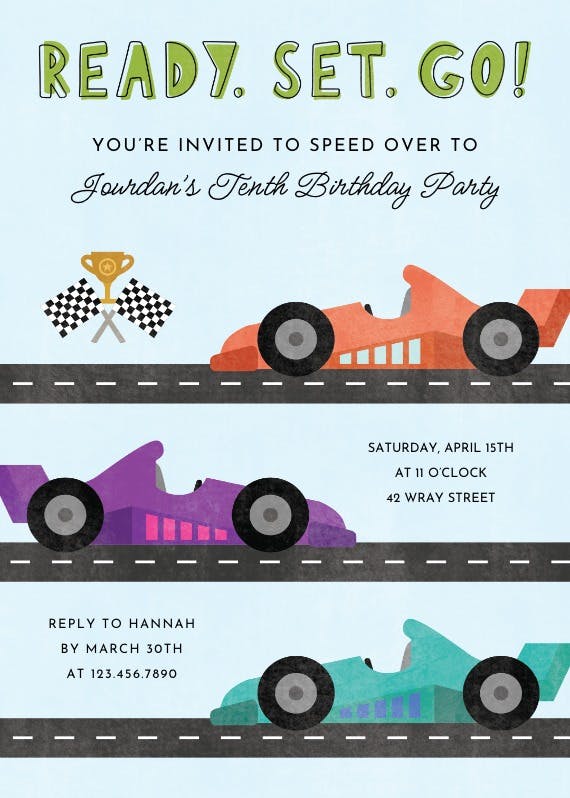 Track pack - birthday invitation