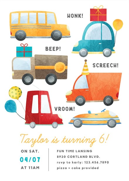 Traffic - birthday invitation