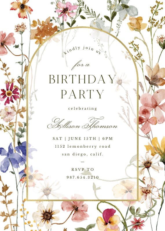 Transparent meadow arch - birthday invitation