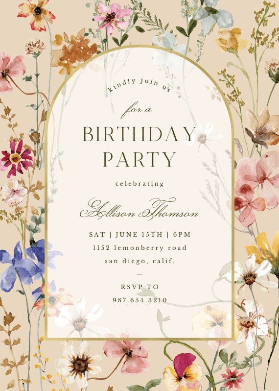 Transparent meadow arch - party invitation