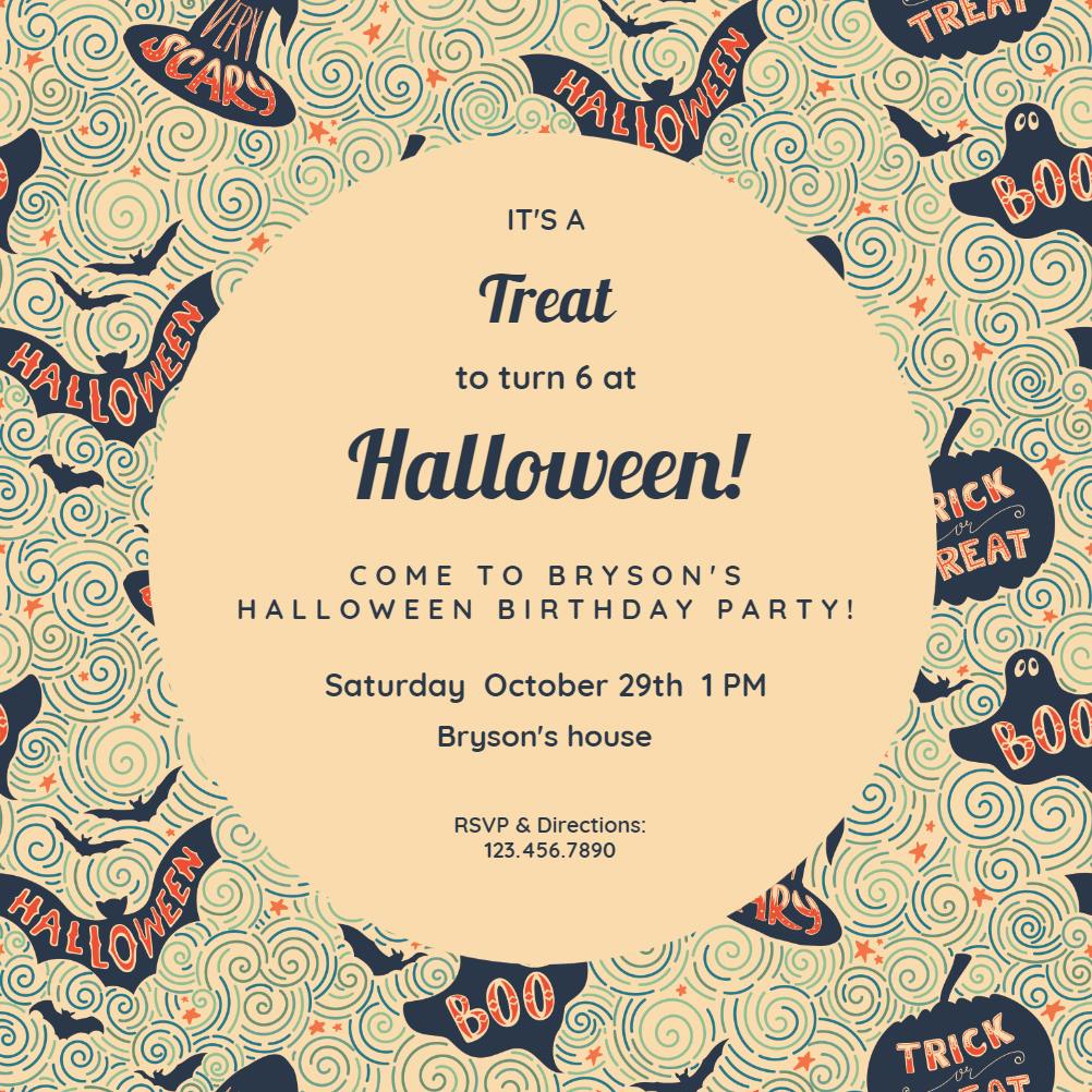 Treat times two - halloween party invitation