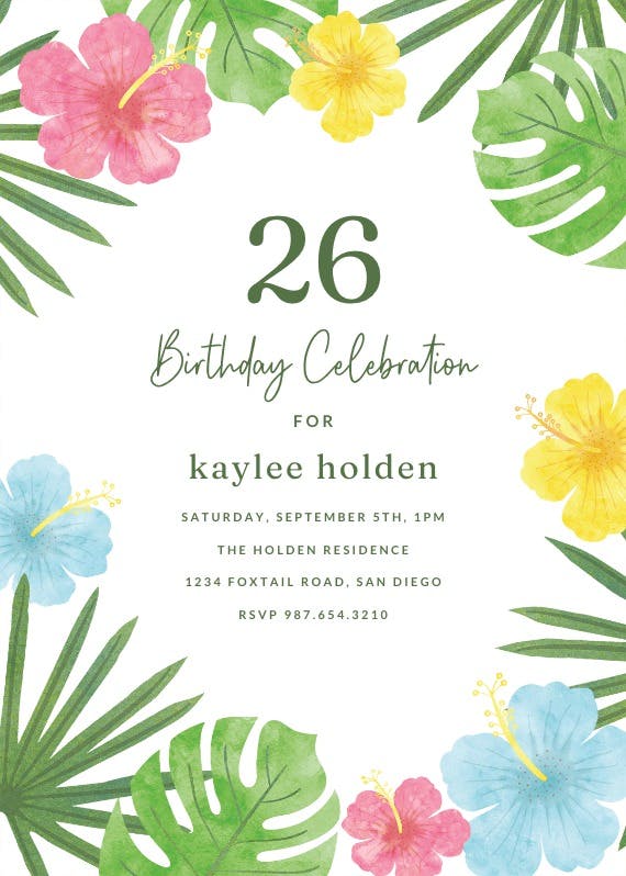 Tropical - birthday invitation