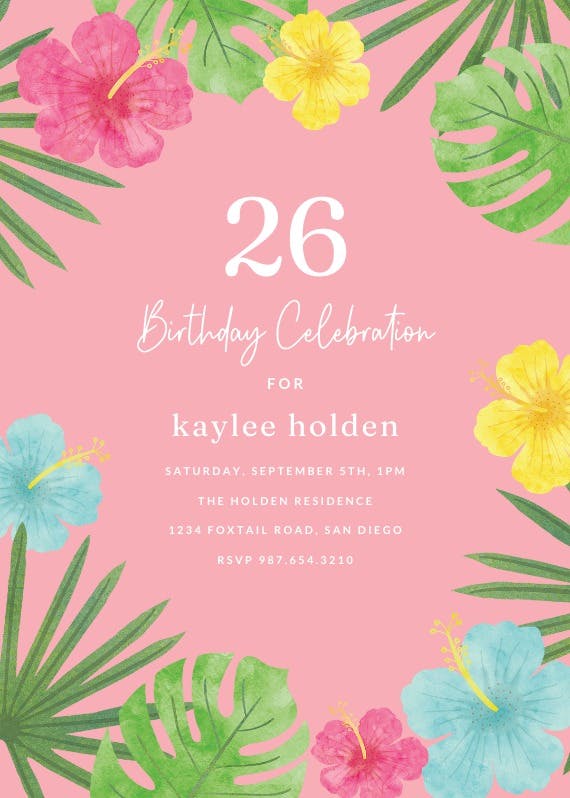 Tropical - birthday invitation