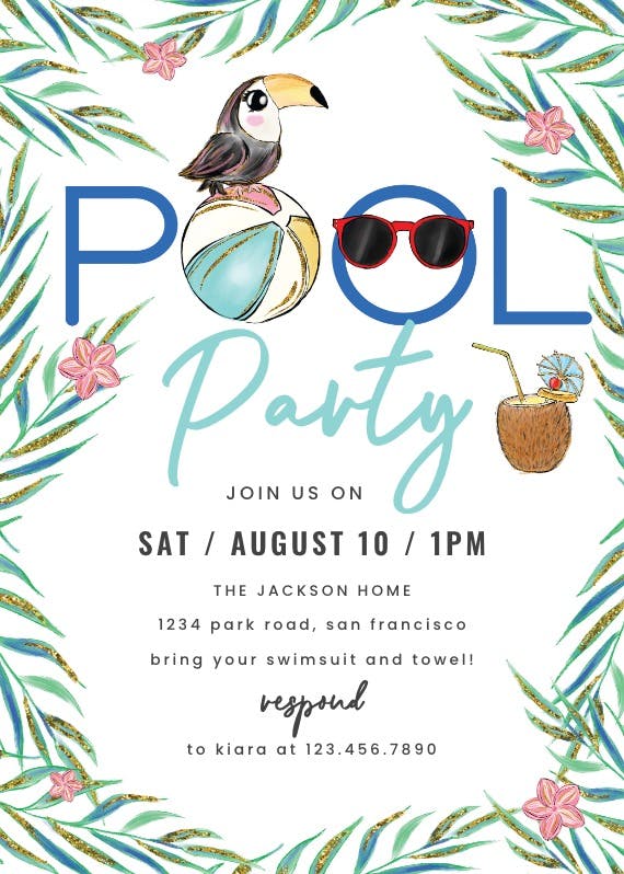 Tropical ball - pool party invitation