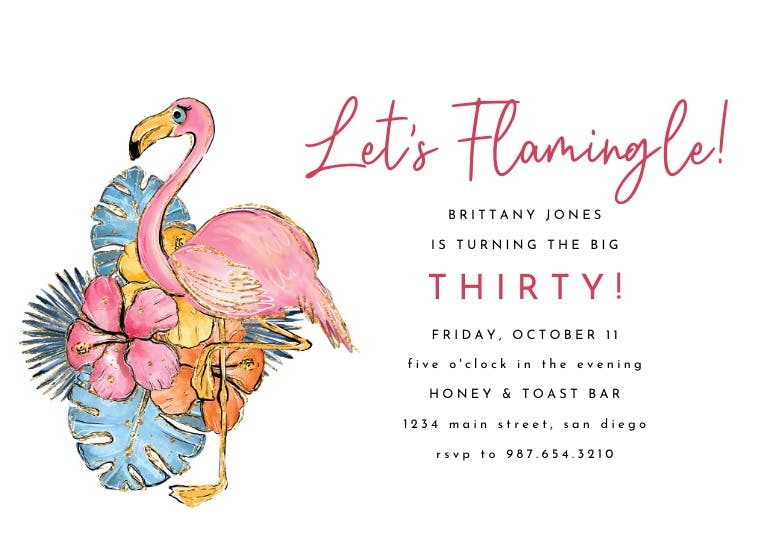Tropical flamingo - pool party invitation