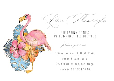 Tropical Flamingo - Pool Party Invitation