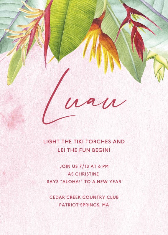 Tropical luau - birthday invitation