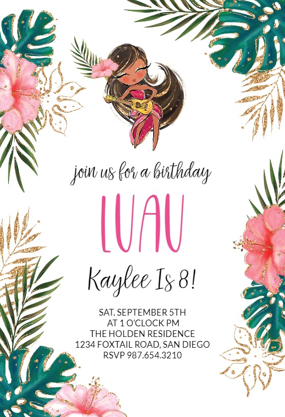 Tropical luau - luau party invitation