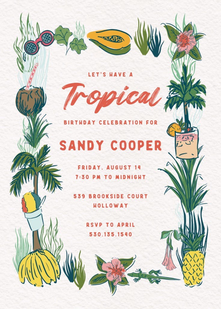 Tropical ooh la - party invitation