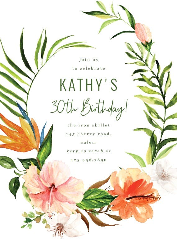 Tropical painterly -  invitación de cumpleaños