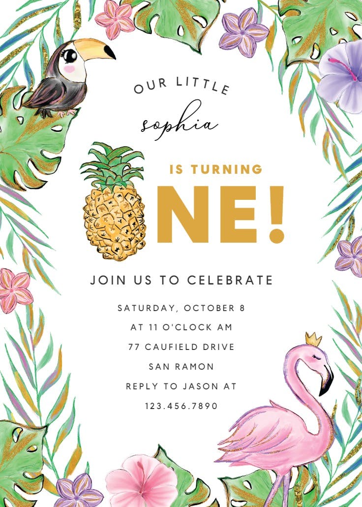 Tropical pineapple - birthday invitation