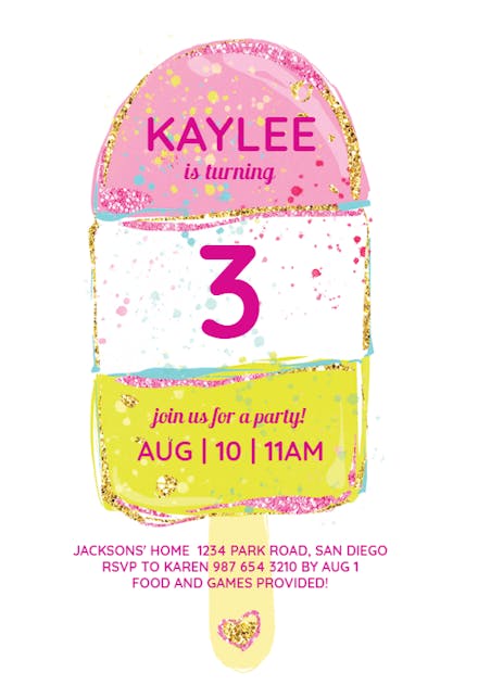 Tropical Popcicle - Pool Party Invitation