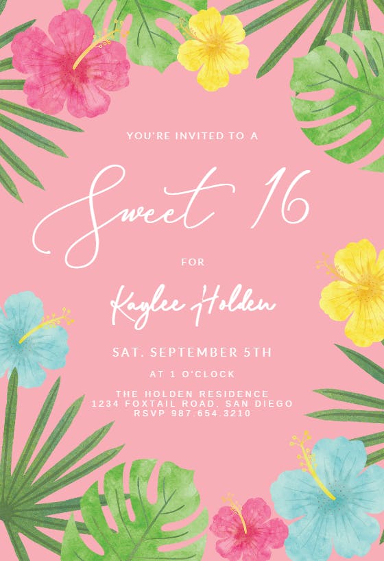 Tropical - luau party invitation