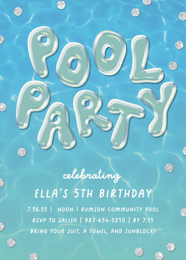 Tubular letters - birthday invitation