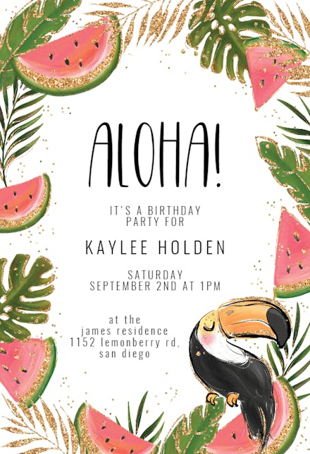 Tucan and Watermelon - Printable Party Invitation