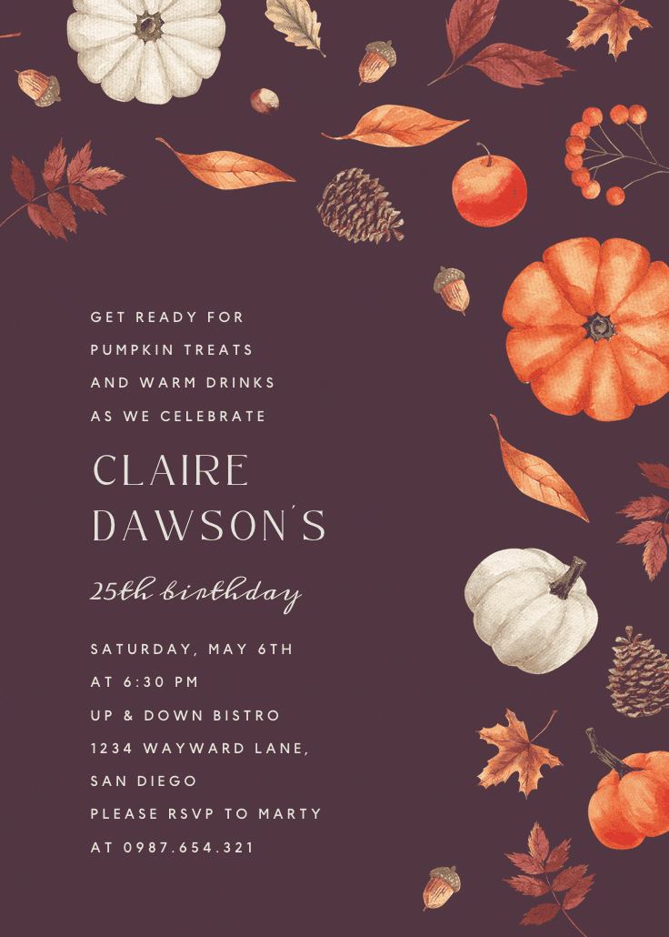 Tumbling pumpkins - invitation