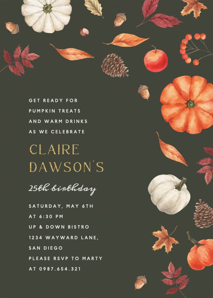 Tumbling pumpkins - invitation