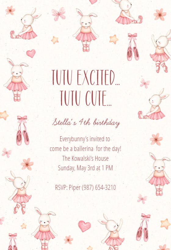 Tutu cute -  invitation template