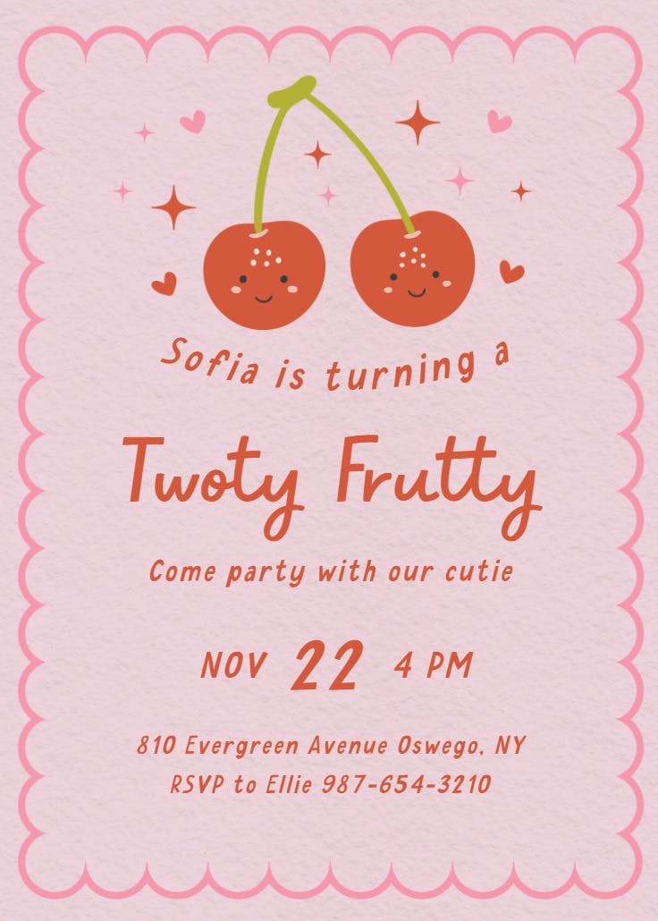 Twoty fruity - birthday invitation