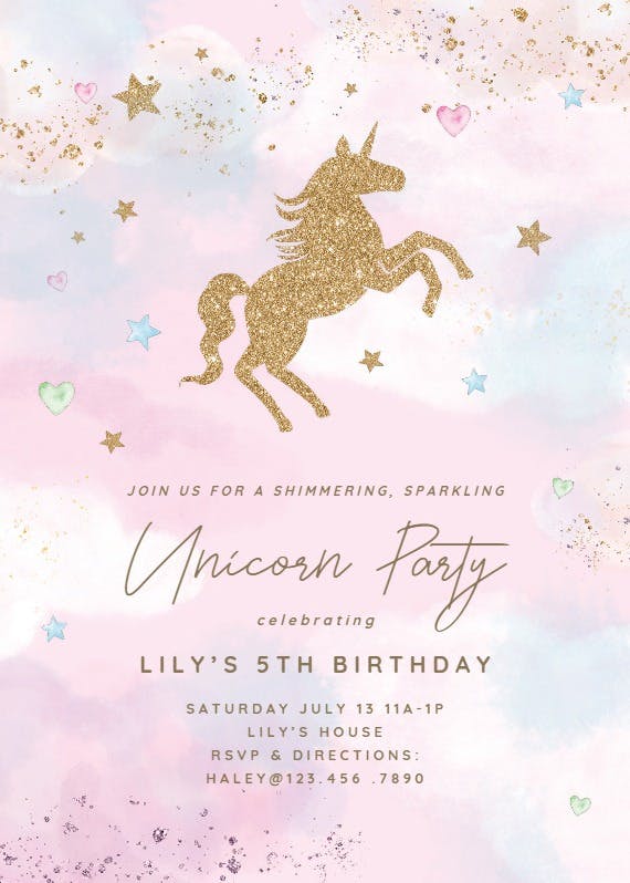 U and unicorns - invitación de fiesta