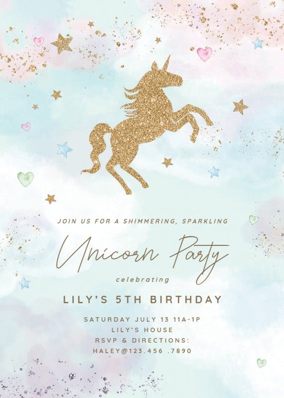 U and unicorns - invitación de fiesta