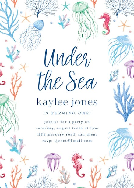 Under the sea - birthday invitation