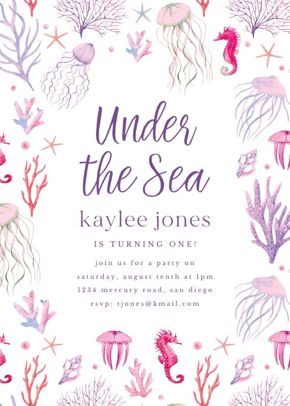 Under the sea -  invitación de cumpleaños
