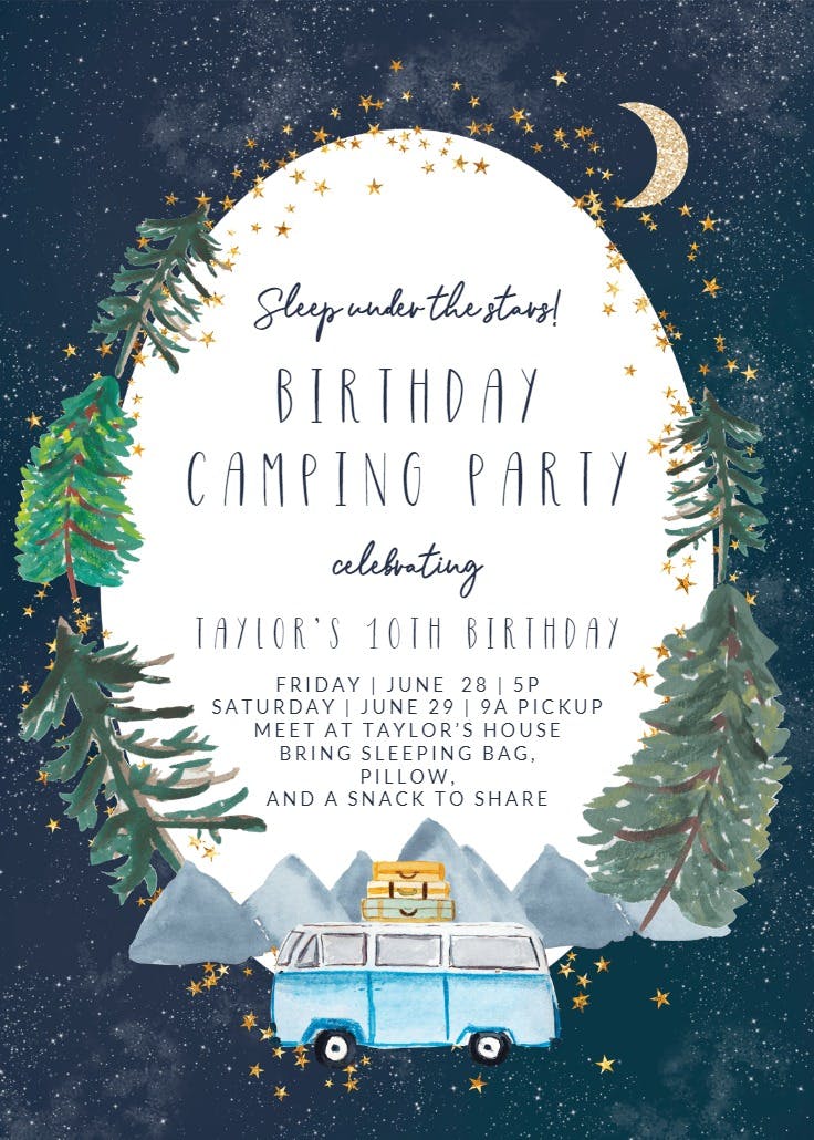 Under the stars - invitación para fiesta