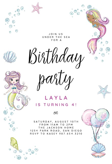 Underwater Glitter - Party Invitation