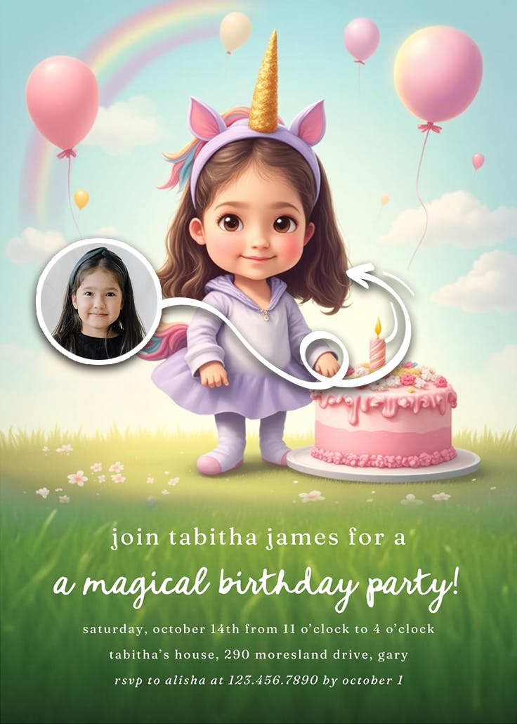 Unicorn birthday - invitation