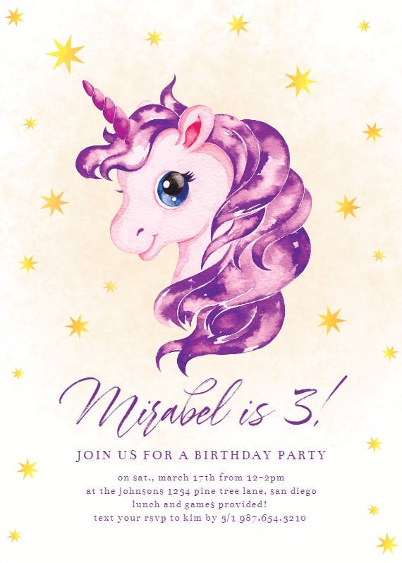 Unicorn heads -  invitación de cumpleaños