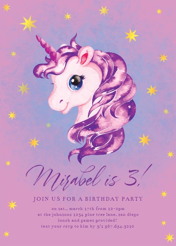 Unicorn heads - birthday invitation