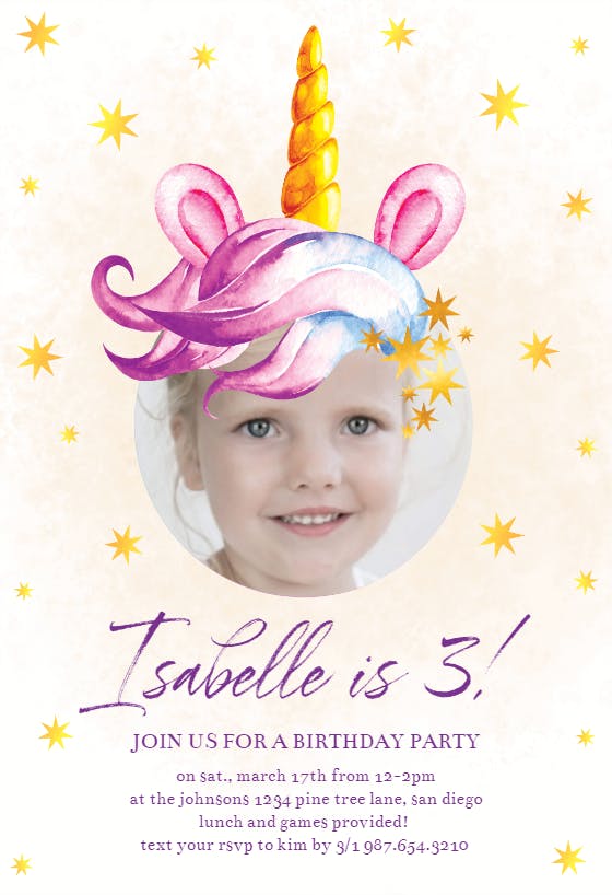 Unicorn heads -  invitación de cumpleaños