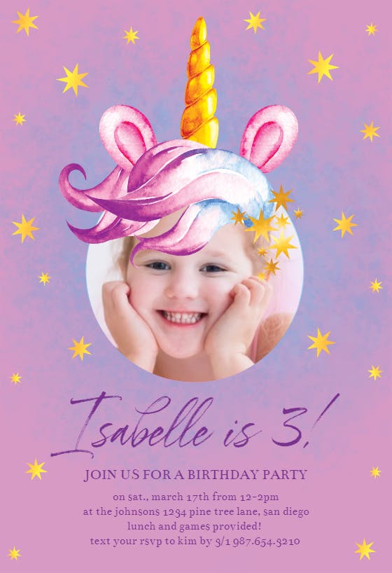 Unicorn heads - birthday invitation