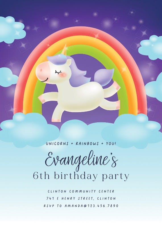 Unicorn joy - sleepover party invitation