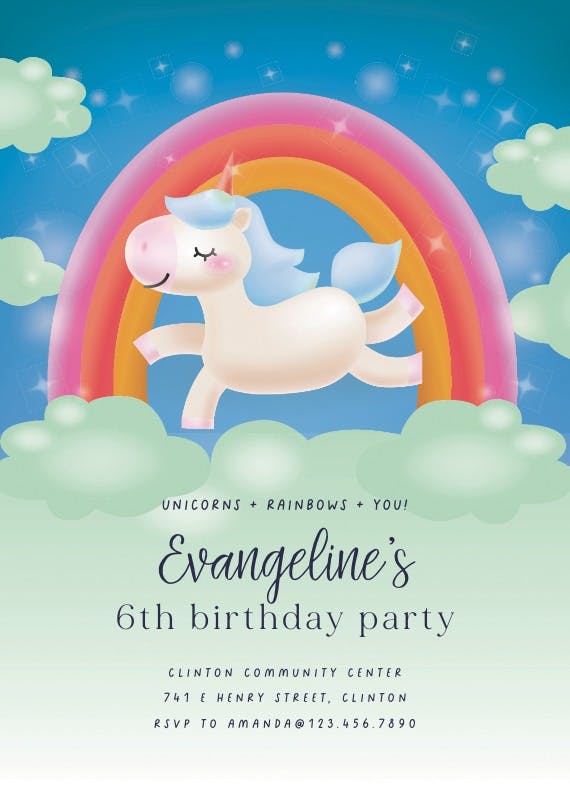 Unicorn joy - sleepover party invitation