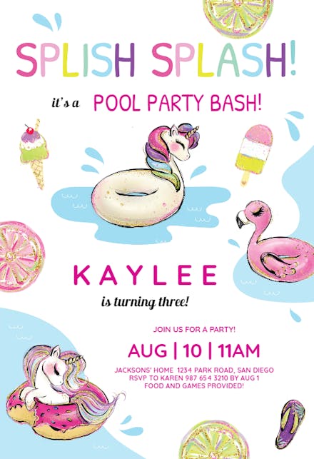 Unicorn Birthday Invitation Templates Free Greetings Island