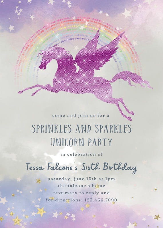 Unicorn sprinkles - birthday invitation