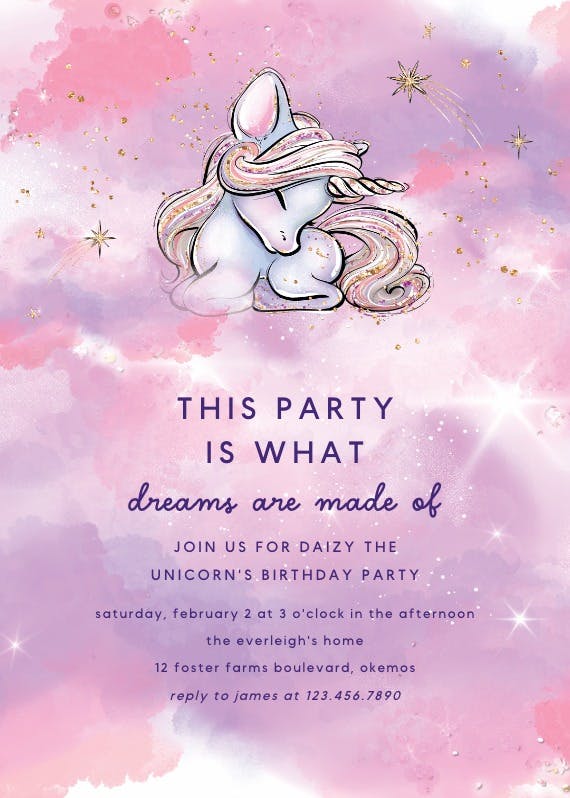 Unicorns are real -  invitación para pijamadas