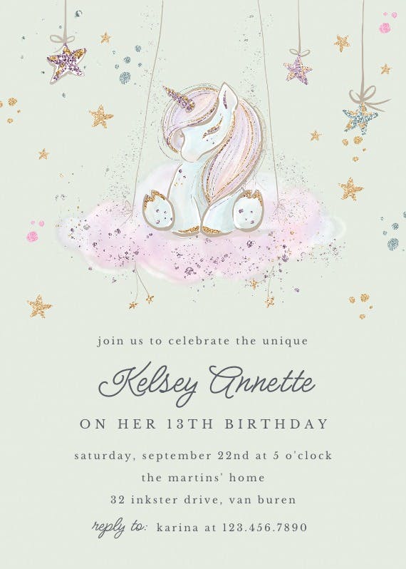 Uniquely unicorn -  invitación de cumpleaños