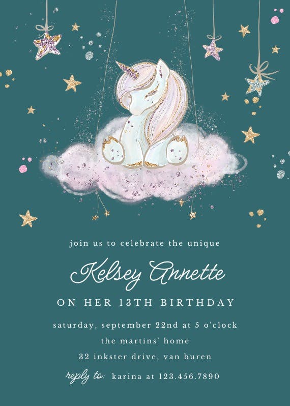 Uniquely unicorn - party invitation