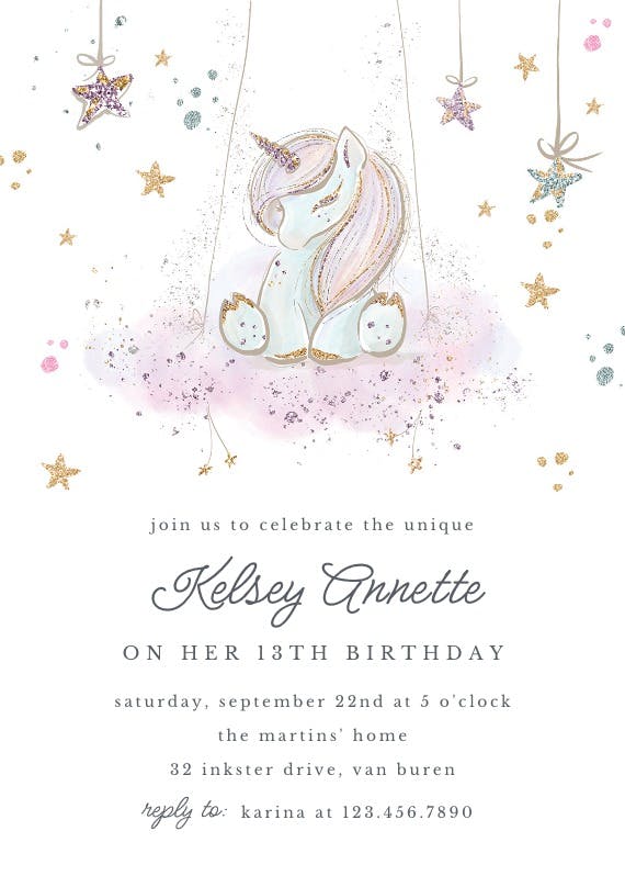 Uniquely unicorn -  invitación de cumpleaños