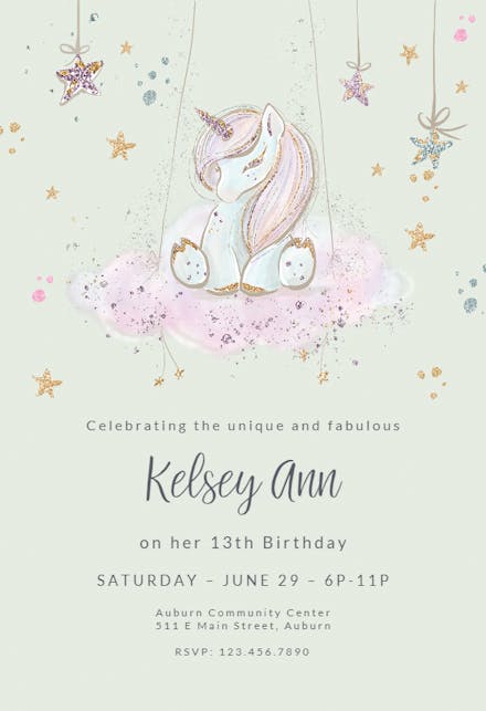 Uniquely Unicorn - Invitación De Cumpleaños
